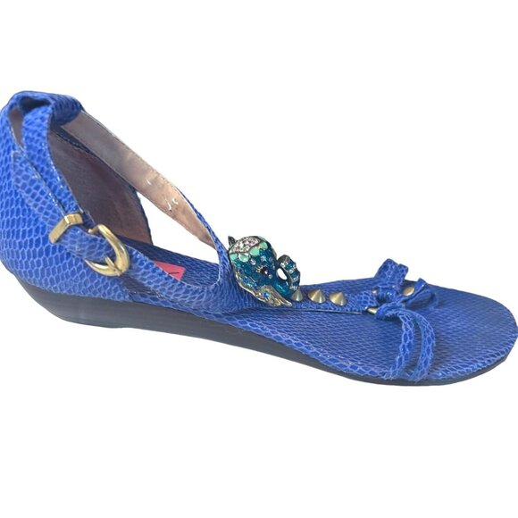 Vintage Betsey Johnson Kahluua Blue Elephant Sandals Rhinestone Elephant Ornamen - Picture 5 of 11